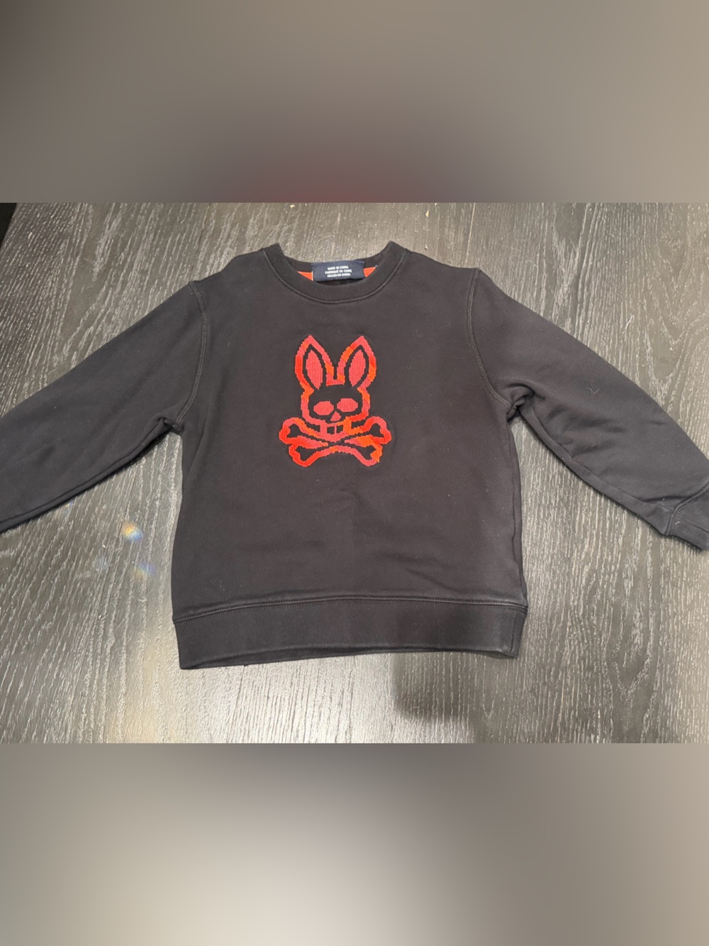 Psycho Bunny Black Sweatshirt with Red Bunny Skull Motif